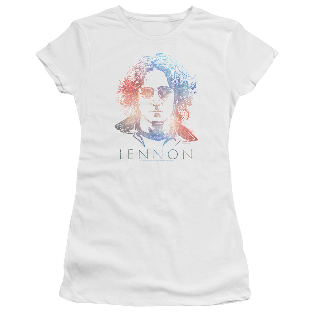John Lennon Colorful Junior Sheer Cap Sleeve Premium Bella Canvas Womens T Shirt White