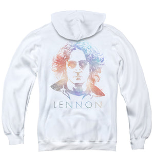 John Lennon Colorful Back Print Zipper Mens Hoodie White