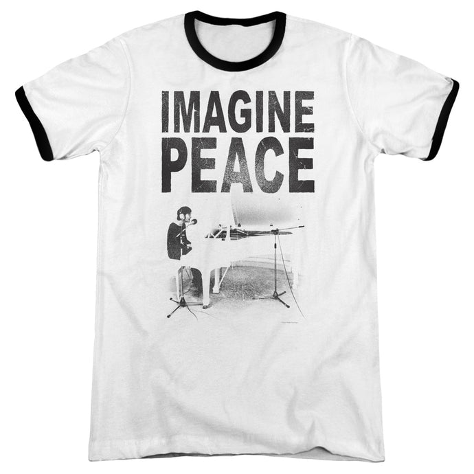 John Lennon Imagine Heather Ringer Mens T Shirt White