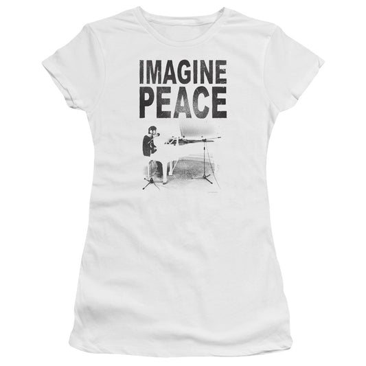 John Lennon Imagine Junior Sheer Cap Sleeve Womens T Shirt White