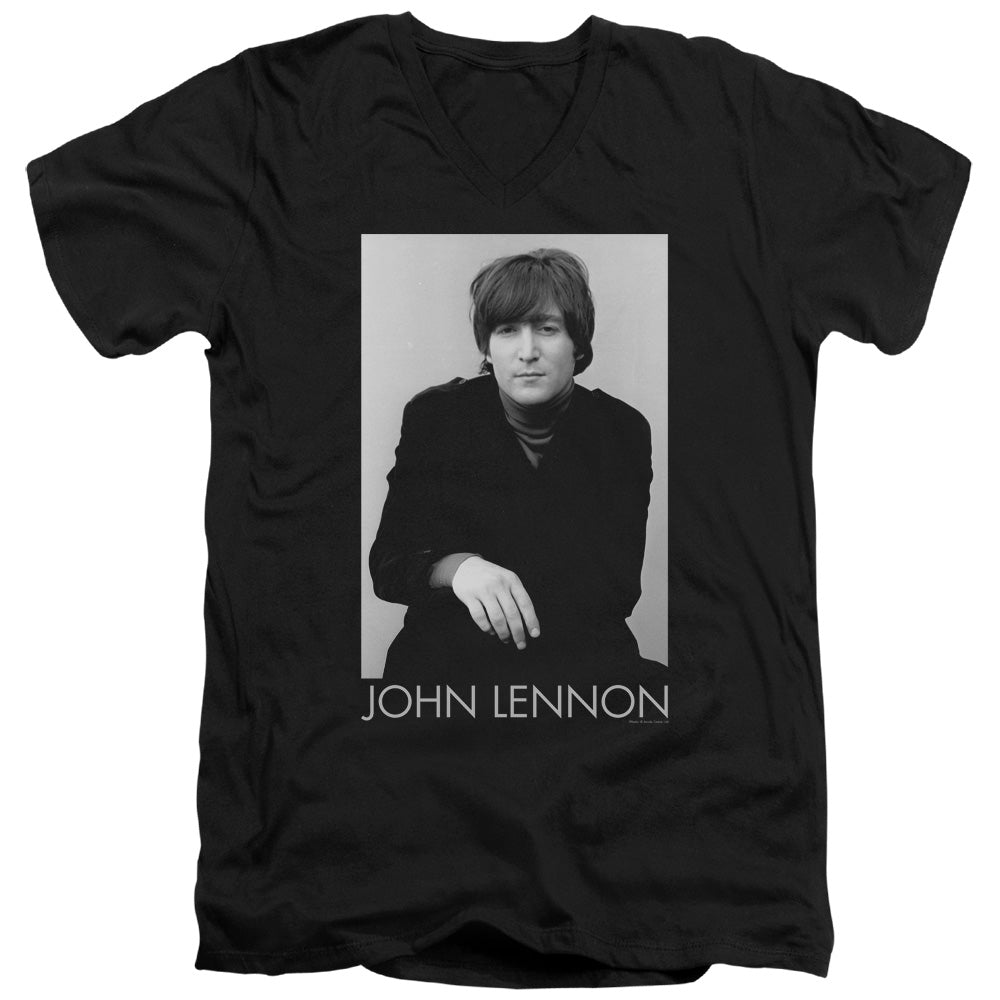 John Lennon Ex Beatle Mens Slim Fit V-Neck T Shirt Black