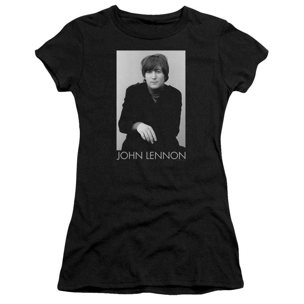 John Lennon Ex Beatle Junior Sheer Cap Sleeve Womens T Shirt Black