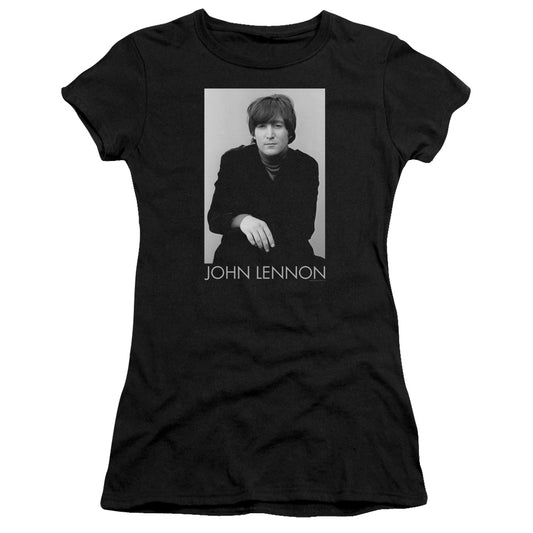 John Lennon Ex Beatle Junior Sheer Cap Sleeve Womens T Shirt Black