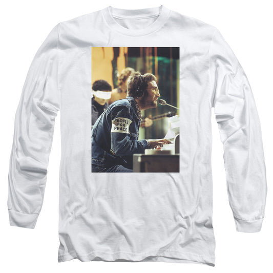 John Lennon Peace Mens Long Sleeve Shirt White