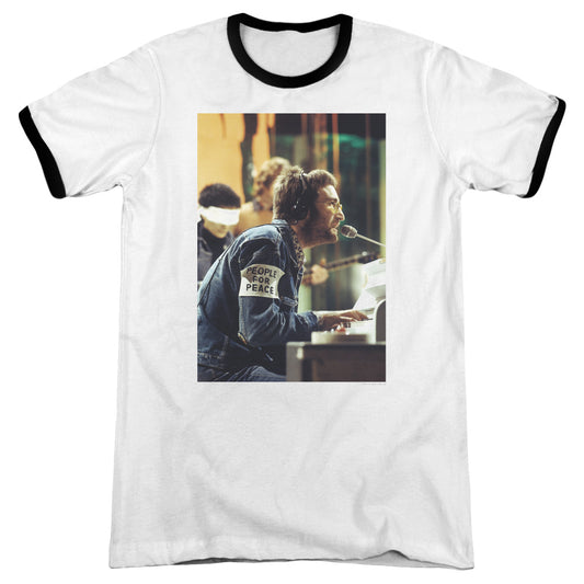 John Lennon Peace Heather Ringer Mens T Shirt White