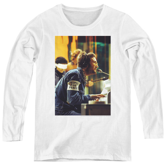 John Lennon Peace Womens Long Sleeve Shirt White