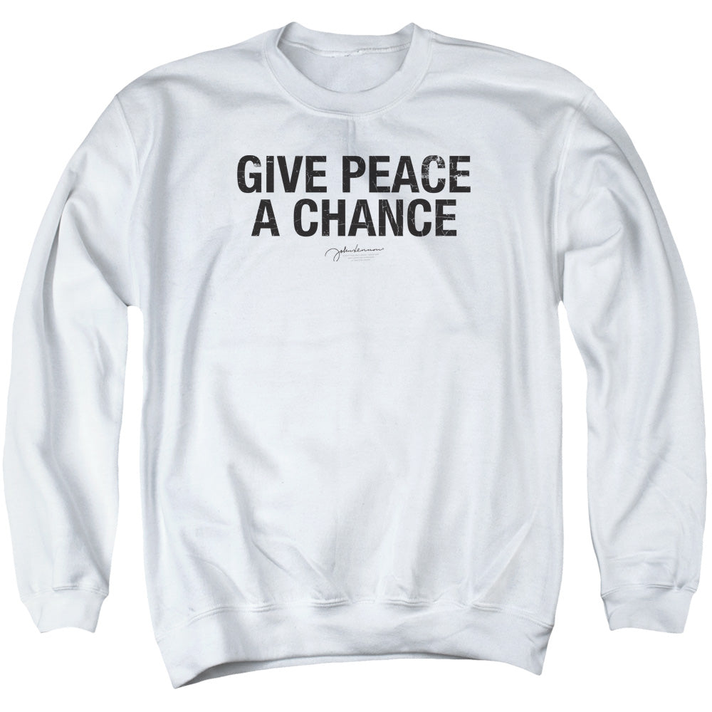 John Lennon Give Peace A Chance Mens Crewneck Sweatshirt White