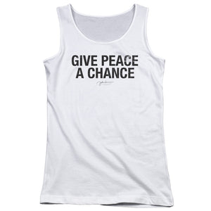 John Lennon Give Peace A Chance Womens Tank Top Shirt White