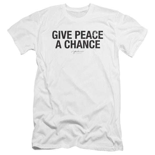 John Lennon Give Peace A Chance Premium Bella Canvas Slim Fit Mens T Shirt White