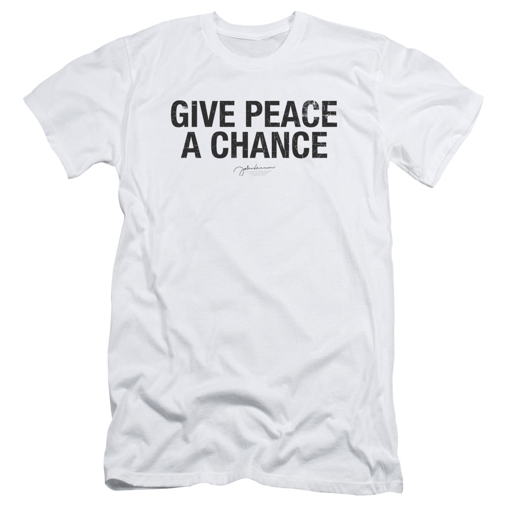 John Lennon Give Peace A Chance Slim Fit Mens T Shirt White