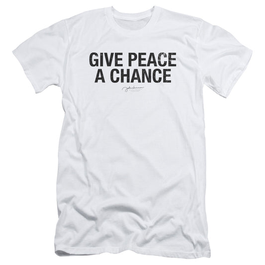 John Lennon Give Peace A Chance Slim Fit Mens T Shirt White