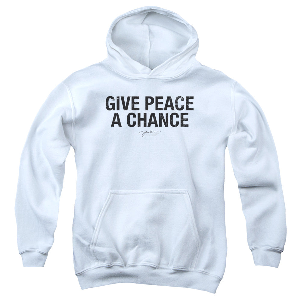 John Lennon Give Peace A Chance Kids Youth Hoodie White