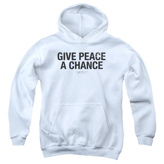 John Lennon Give Peace A Chance Kids Youth Hoodie White