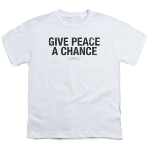 John Lennon Give Peace A Chance Kids Youth T Shirt White