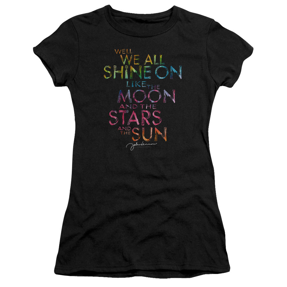 John Lennon All Shine Junior Sheer Cap Sleeve Premium Bella Canvas Womens T Shirt Black