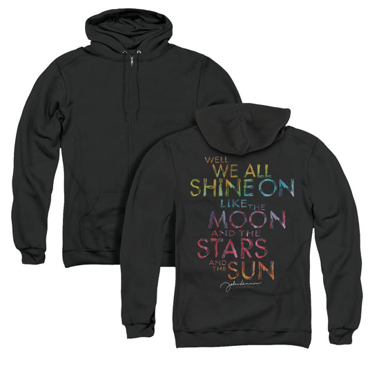 John Lennon All Shine Back Print Zipper Mens Hoodie Black