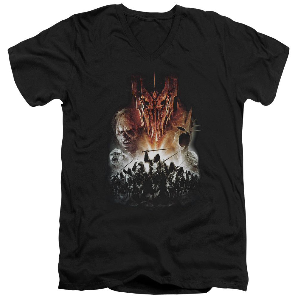 Lord of the Rings Evil Rising Mens Slim Fit V-Neck T Shirt Black