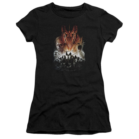 Lord of the Rings Evil Rising Junior Sheer Cap Sleeve Womens T Shirt Black