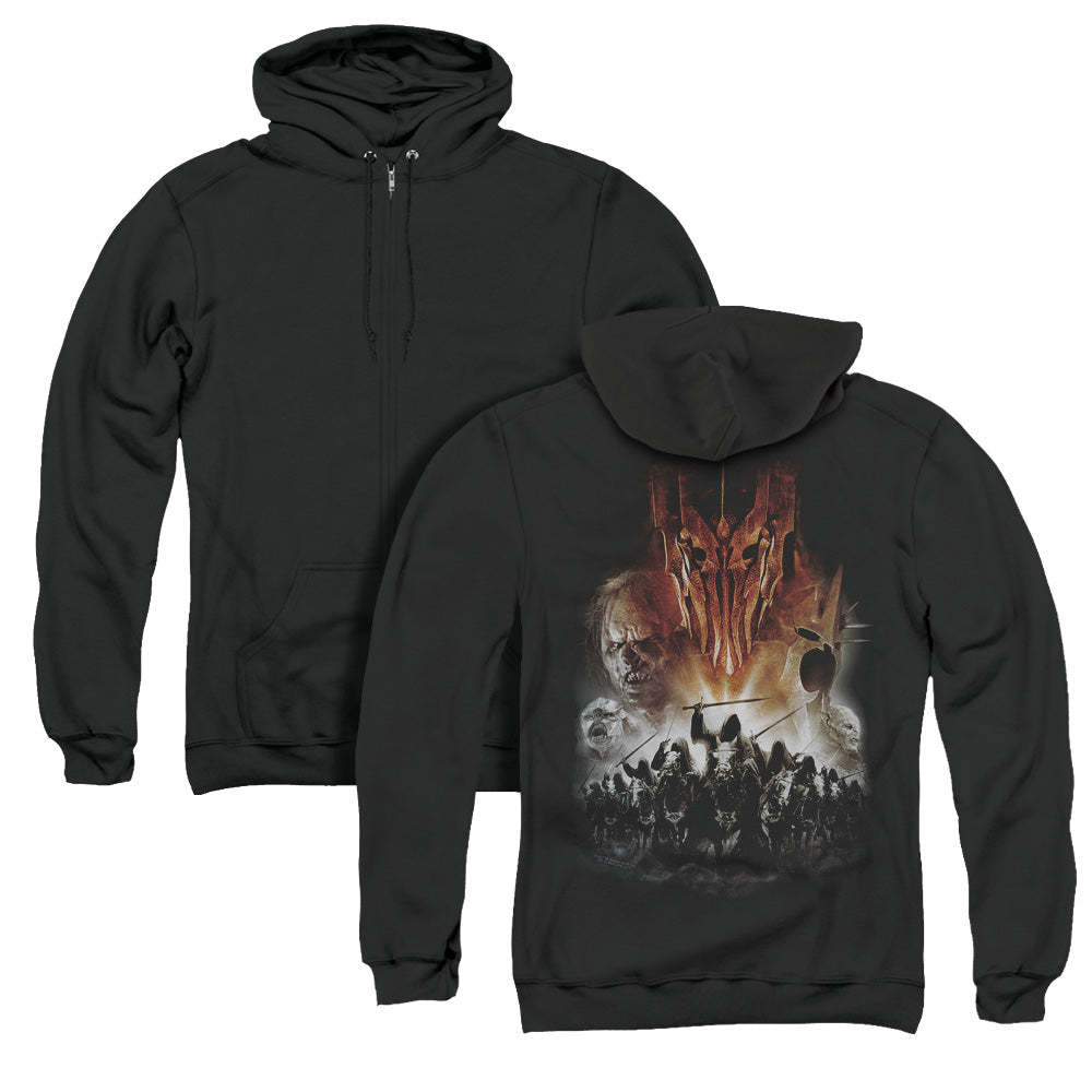 Lord of the Rings Evil Rising Back Print Zipper Mens Hoodie Black