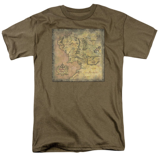 Lord of the Rings Middle Earth Map Mens T Shirt Safari Green