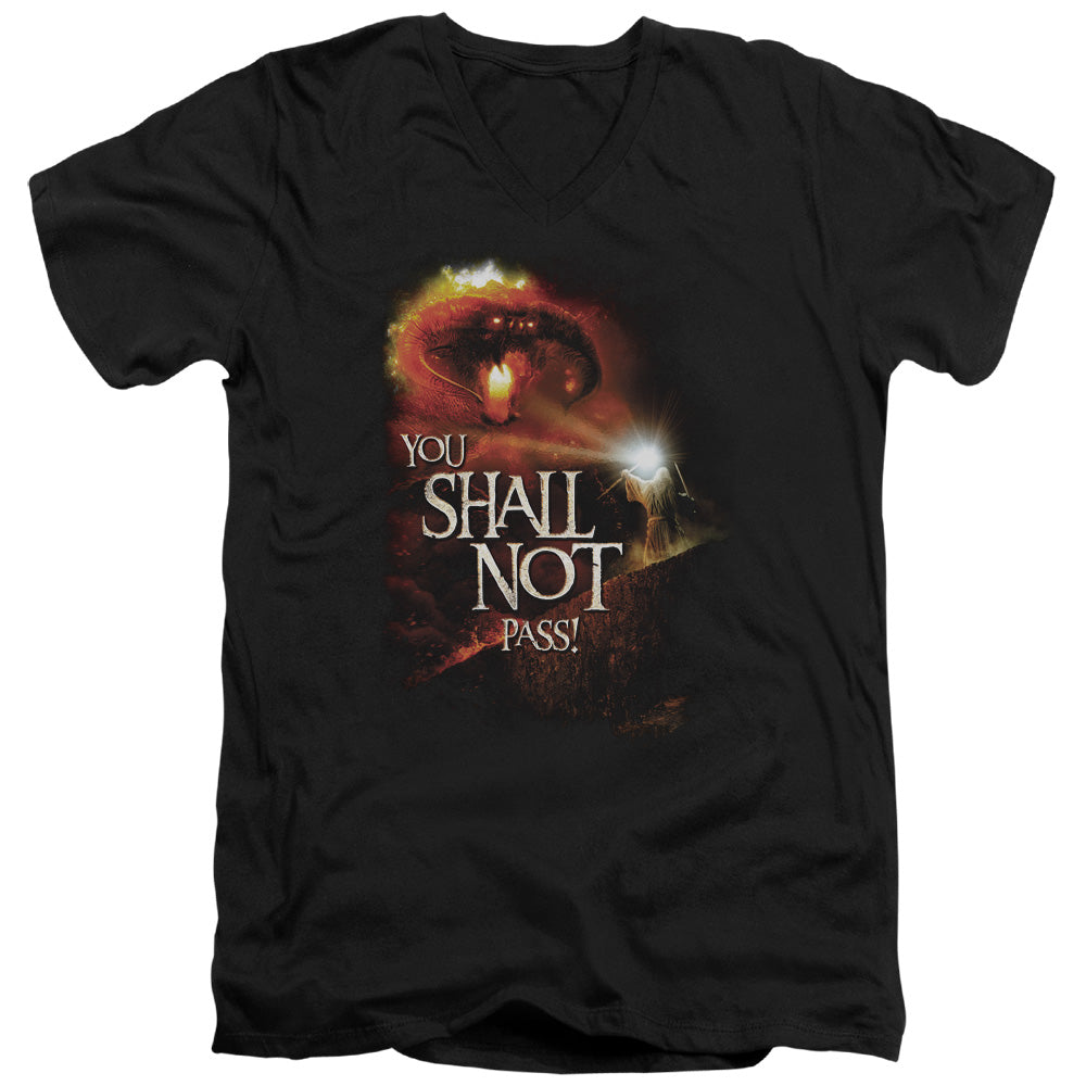 Lord of the Rings You Shall Not Pass Mens Slim Fit V-Neck T Shirt Black