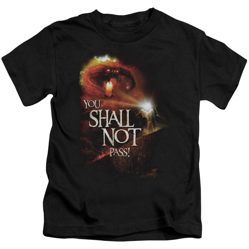 Lord of the Rings You Shall Not Pass Juvenile Kids Youth T Shirt Black