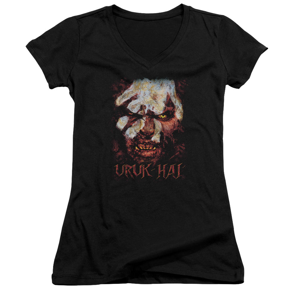 Lord of the Rings Uruk Hai Junior Sheer Cap Sleeve V-Neck Womens T Shirt Black