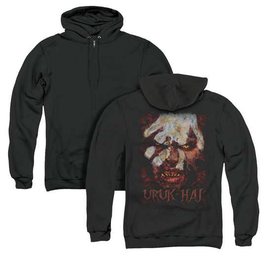 Lord of the Rings Uruk Hai Back Print Zipper Mens Hoodie Black