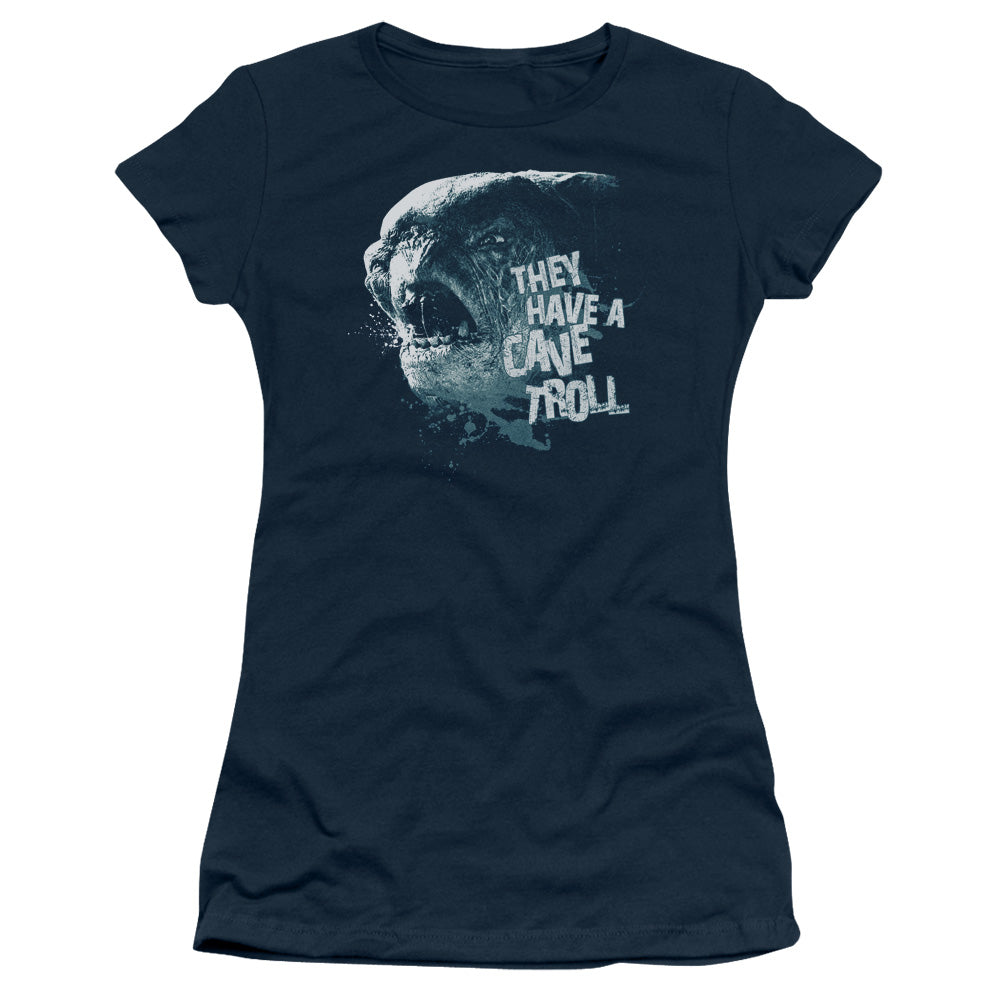 Lord of the Rings Cave Troll Junior Sheer Cap Sleeve Womens T Shirt Navy