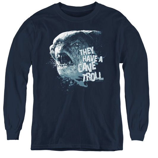 Lord of the Rings Cave Troll Long Sleeve Kids Youth T Shirt Navy