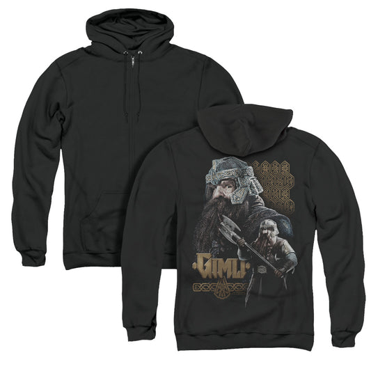 Lord of the Rings Gimli Back Print Zipper Mens Hoodie Black