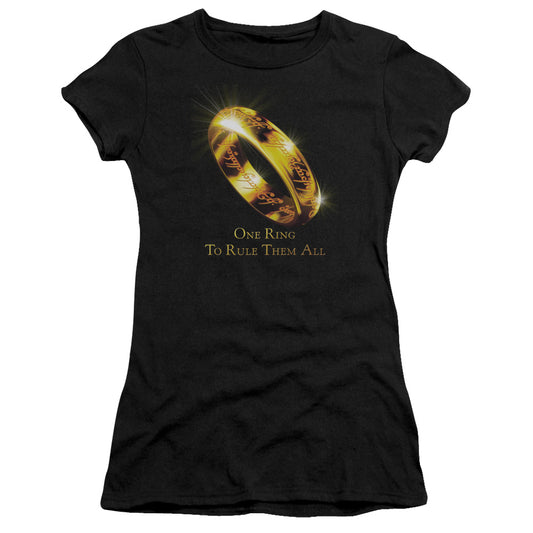 Lord of the Rings One Ring Junior Sheer Cap Sleeve Womens T Shirt Black