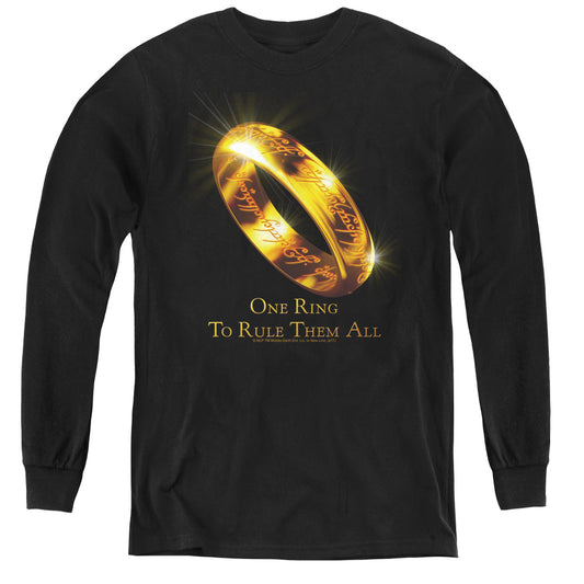 Lord of the Rings One Ring Long Sleeve Kids Youth T Shirt Black