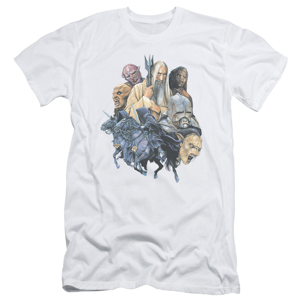 Lord of the Rings Collage of Evil Slim Fit Mens T Shirt White