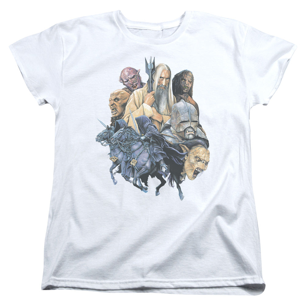 Lord of the Rings Collage of Evil Womens T Shirt White