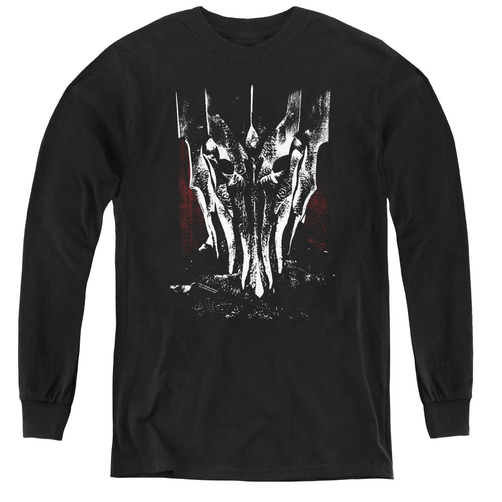 Lord of the Rings Big Sauron Head Long Sleeve Kids Youth T Shirt Black