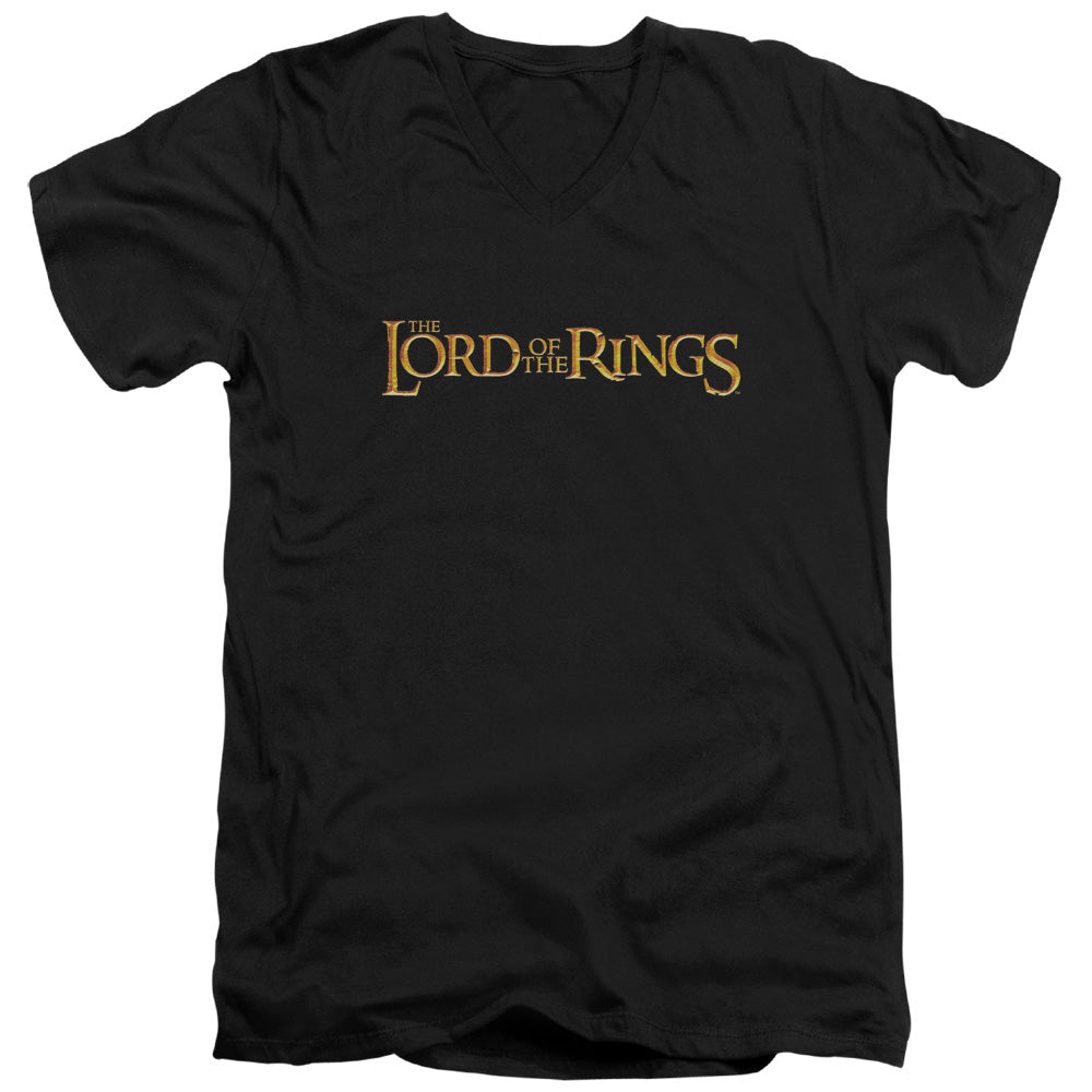 Lord of the Rings Lotr Logo Mens Slim Fit V-Neck T Shirt Black