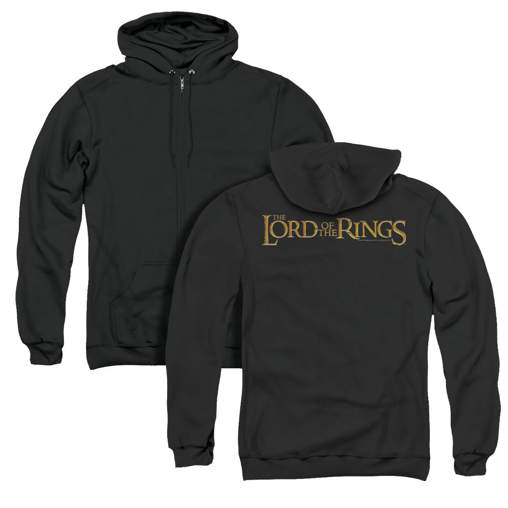 Lord of the Rings Lotr Logo Back Print Zipper Mens Hoodie Black