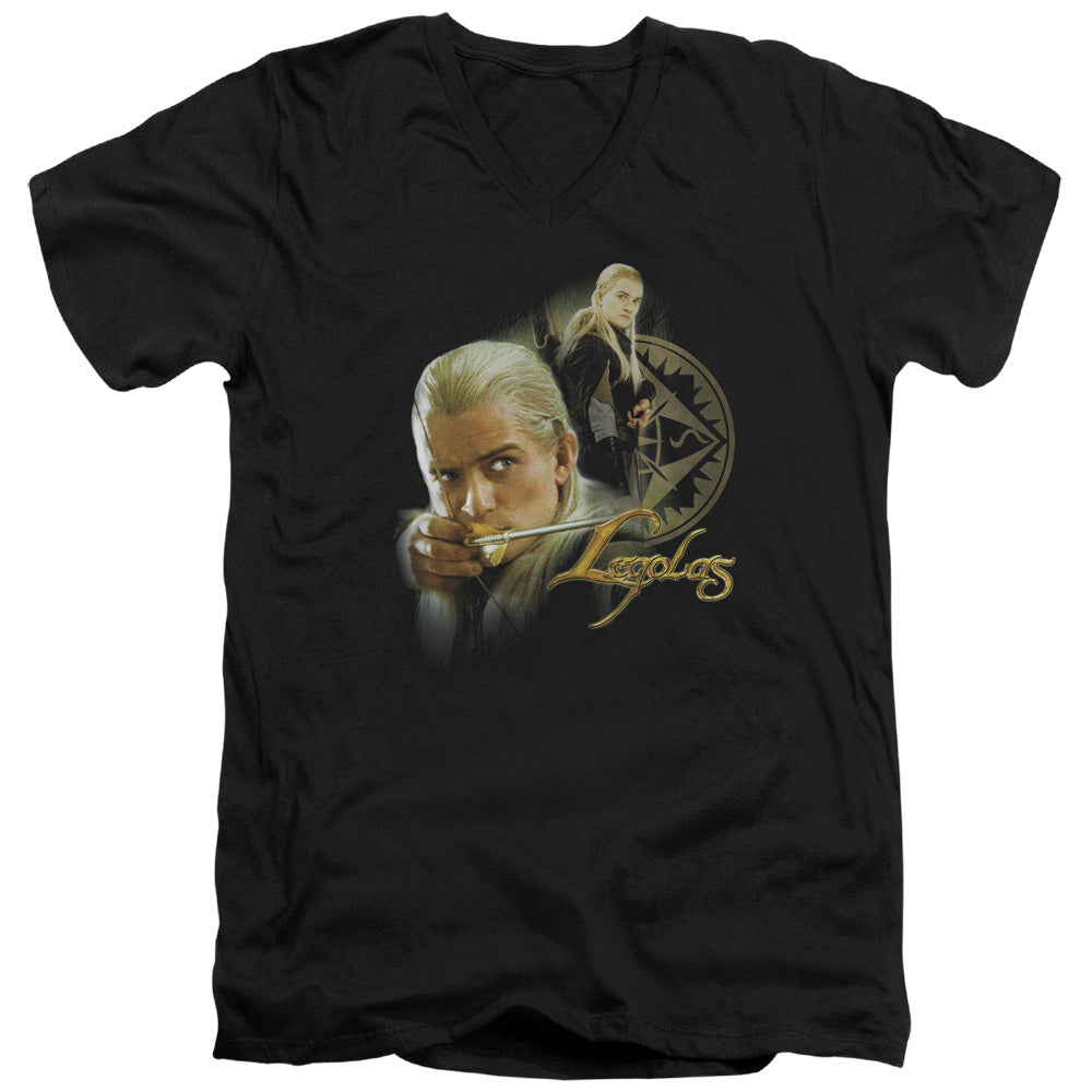 Lord of the Rings Legolas Mens Slim Fit V-Neck T Shirt Black