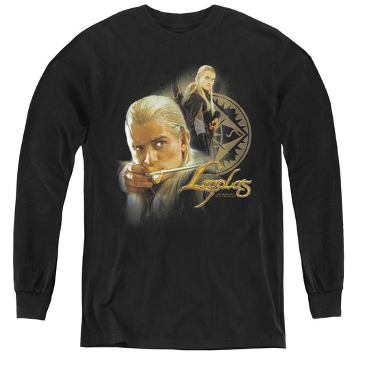 Lord of the Rings Legolas Long Sleeve Kids Youth T Shirt Black