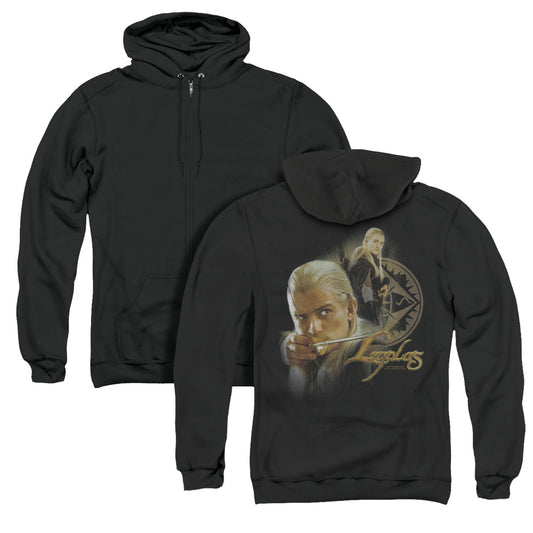 Lord of the Rings Legolas Back Print Zipper Mens Hoodie Black