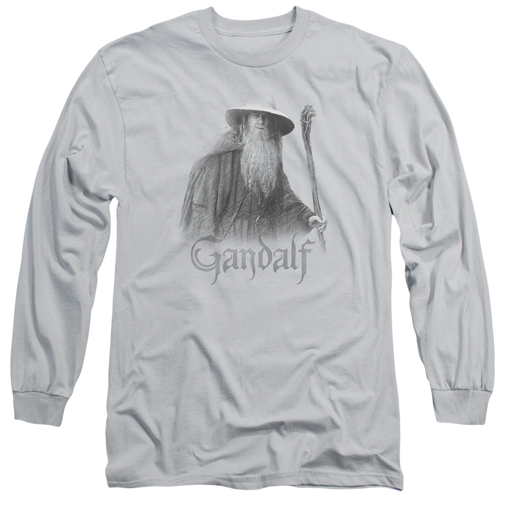 Lord of the Rings Gandalf the Grey Mens Long Sleeve Shirt Silver