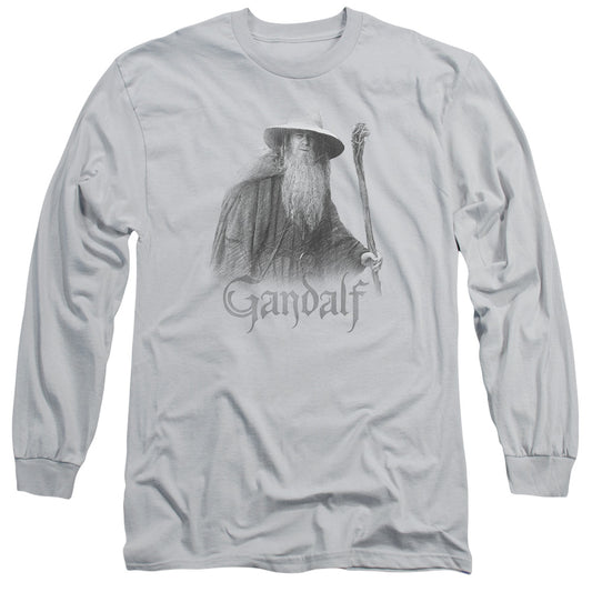 Lord of the Rings Gandalf the Grey Mens Long Sleeve Shirt Silver