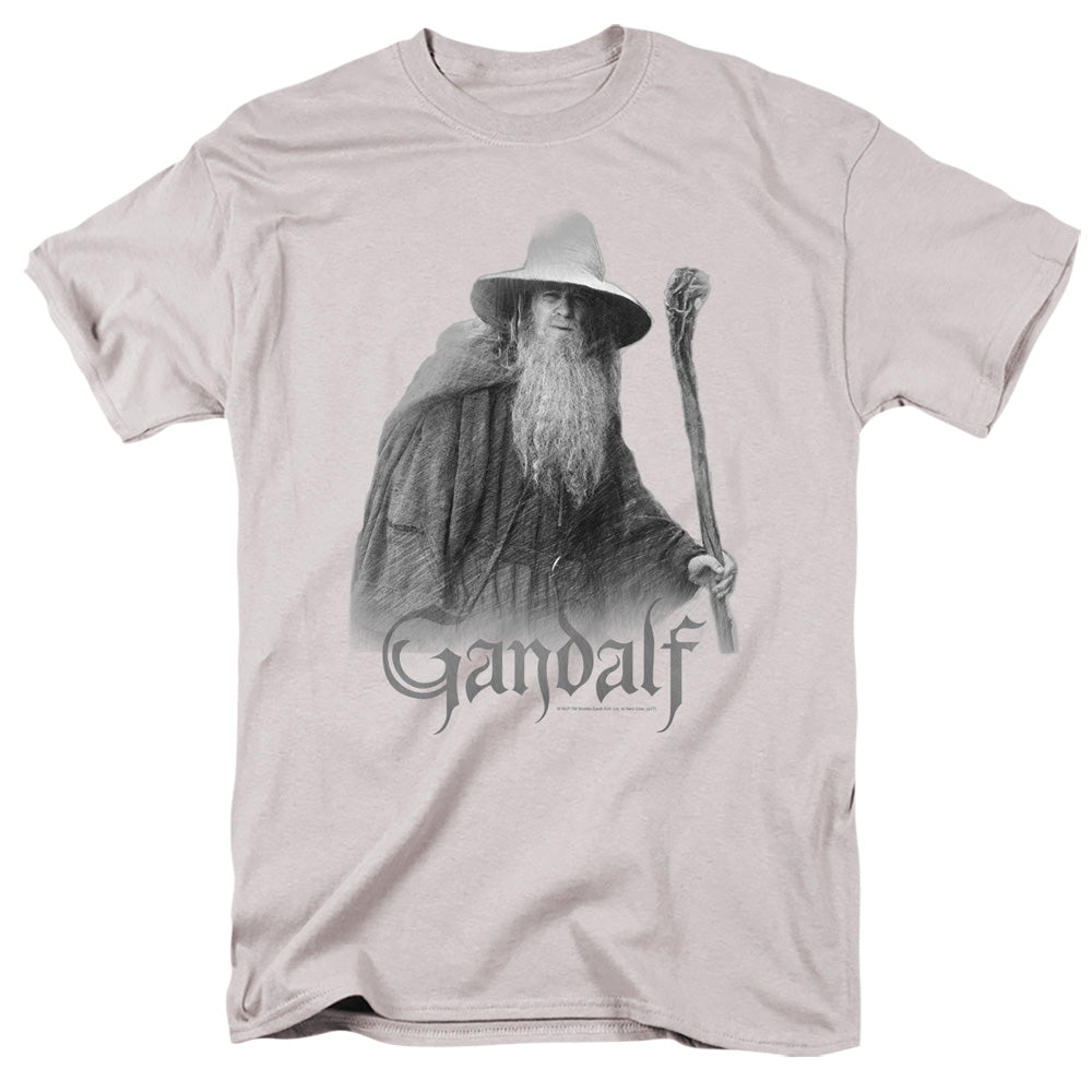 Lord of the Rings Gandalf The Grey Mens T Shirt Silver Officially Licensed
