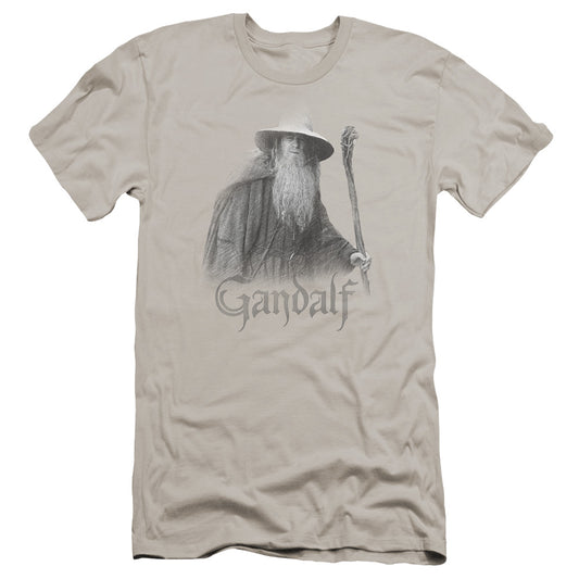 Lord of the Rings Gandalf the Grey Premium Bella Canvas Slim Fit Mens T Shirt Silver