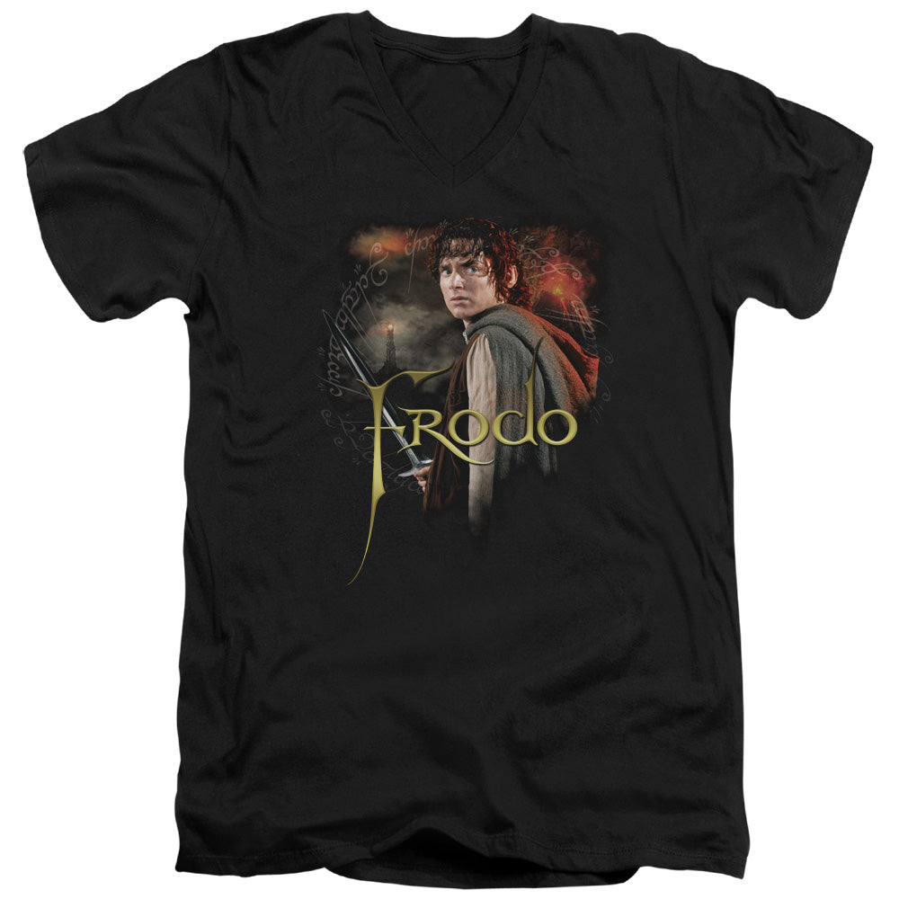 Lord of the Rings Frodo Mens Slim Fit V-Neck T Shirt Black