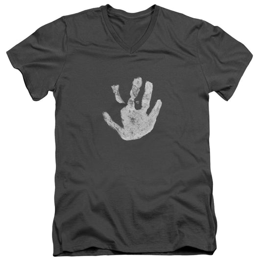 Lord of the Rings White Hand Mens Slim Fit V-Neck T Shirt Charcoal