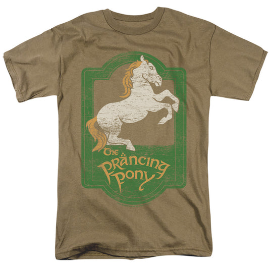 Lord of the Rings Prancing Pony Sign Mens T Shirt Safari Green