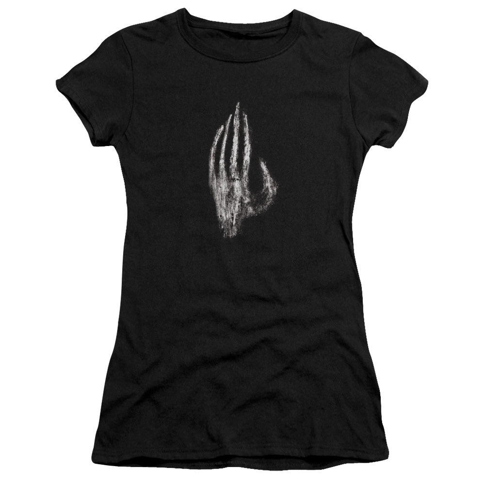 Lord of the Rings Hand of Saruman Junior Sheer Cap Sleeve Womens T Shirt Black