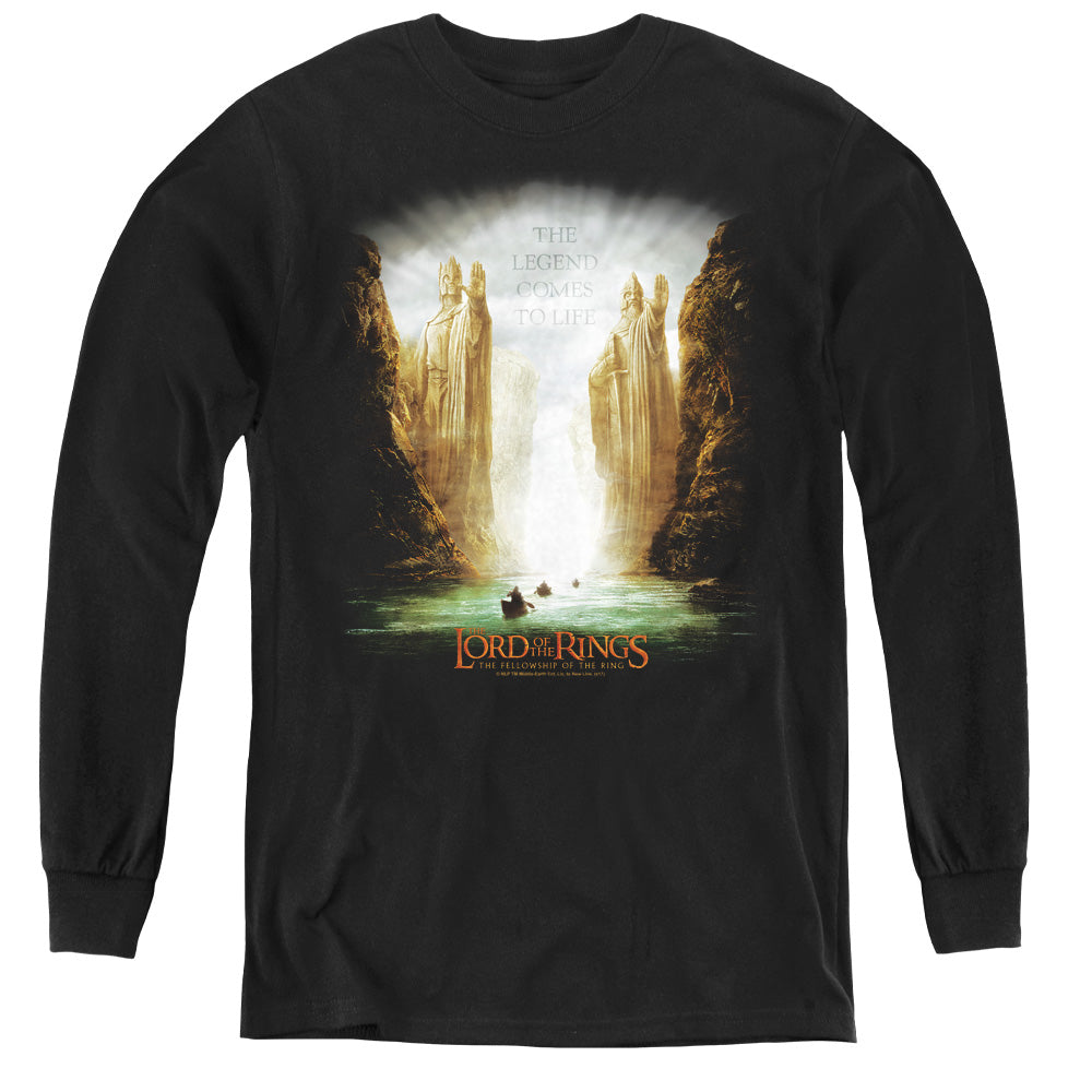 Lord of the Rings Kings of Old Long Sleeve Kids Youth T Shirt Black